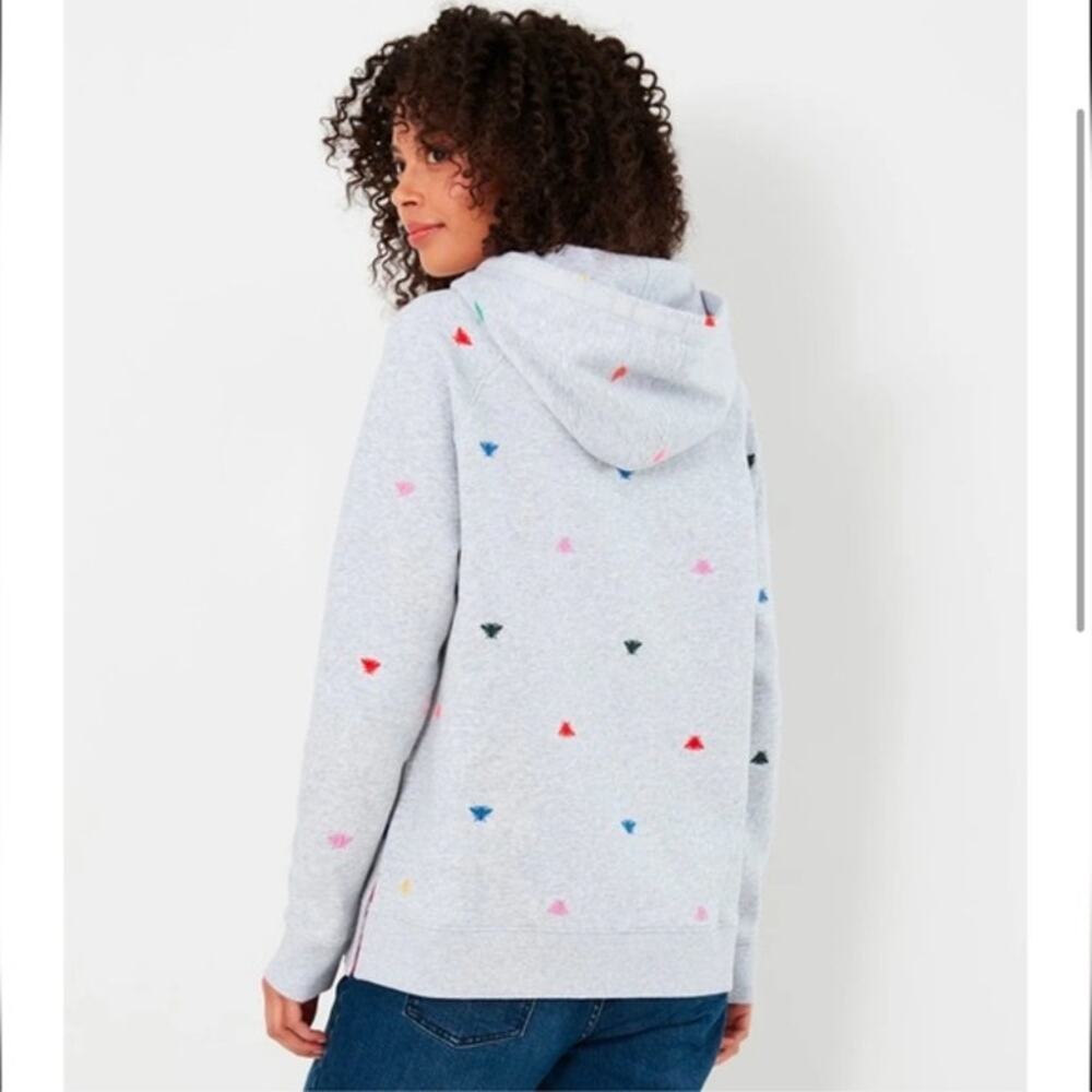 Joules Rainbow Bee Rowley Raglan Hooded Sweatshirt Gray Size 4 - Picture 3 of 12